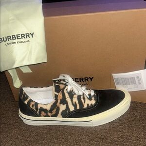 FLASH SALE!!!!!!!Burberry Black and Tan Animal Print Sneakers
